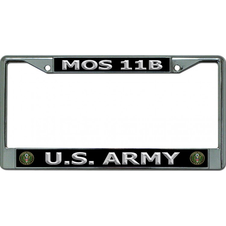 LPO6339 6 x 12 in. U.S. Army Mos 11B Chrome License Plate Frame