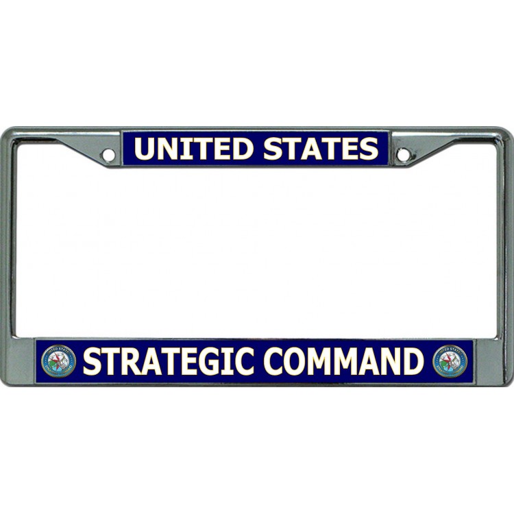 LPO6388 6 x 12 in. United States Strategic Command Chrome License Plate Frame