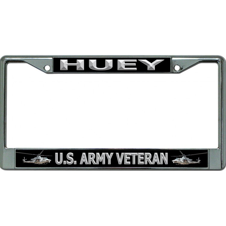 6 x 12 in. Huey U.S. Army Veteran Chrome License Plate Frame