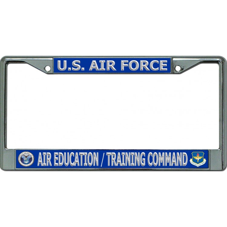 LPO6391 6 x 12 in. U.S. Air Force Air Education Training Command Chrome License Plate Frame