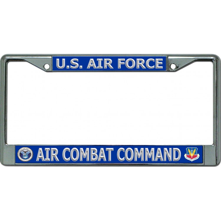 6 x 12 in. U.S Air Force Air Combat Command Chrome License Plate Frame
