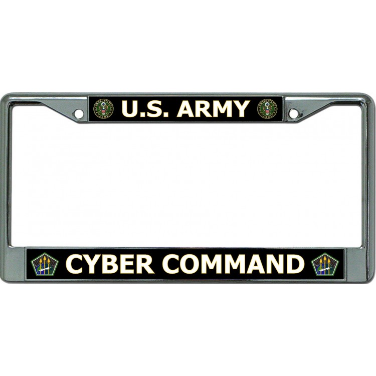 LPO6394 6 x 12 in. U.S. Army Cyber Command Chrome License Plate Frame