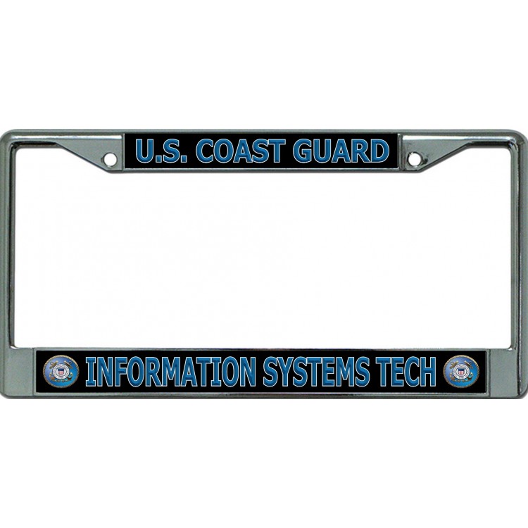 LPO6398 6 x 12 in. U.S. Coast Guard Information Systems Tech Chrome License Plate Frame -  212 Main