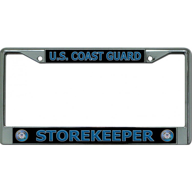 LPO6401 6 x 12 in. U.S. Coast Guard Storekeeper Chrome License Plate Frame