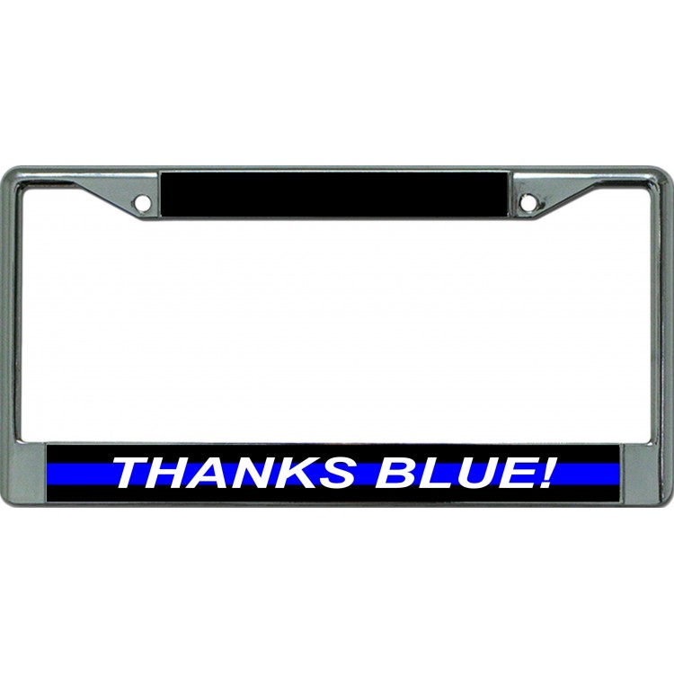 LPO6418 6 x 12 in. Thanks Blue Chrome License Plate Frame