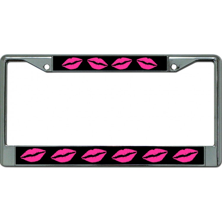 LPO6425 6 x 12 in. Pink Lips Chrome License Plate Frame