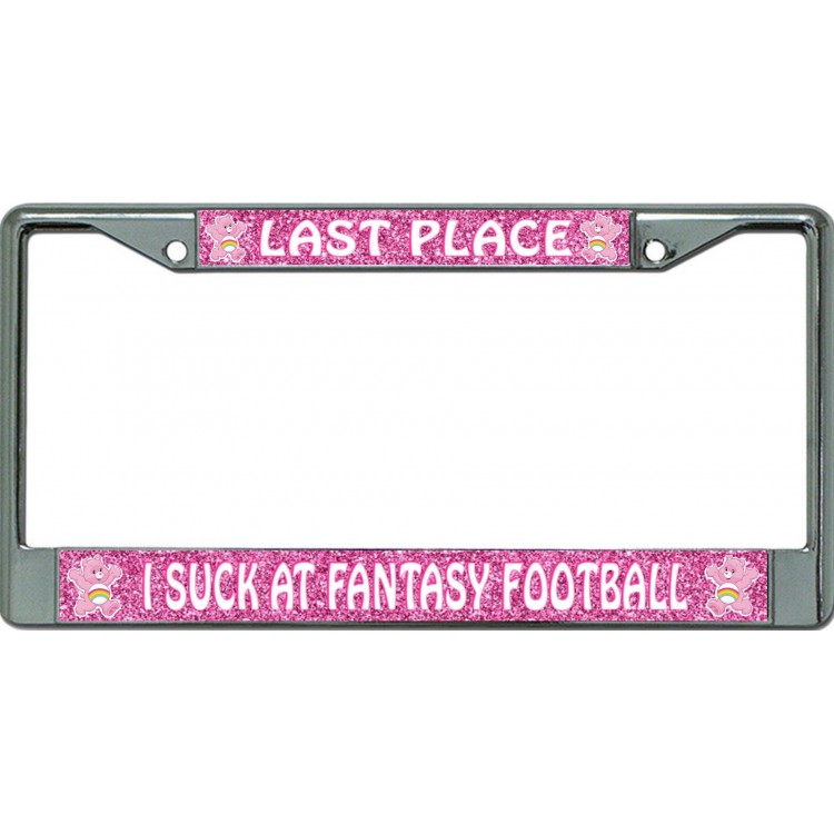 LPO6426 6 x 12 in. Last Place Fantasy Football Pink Glitter Chrome License Plate Frame