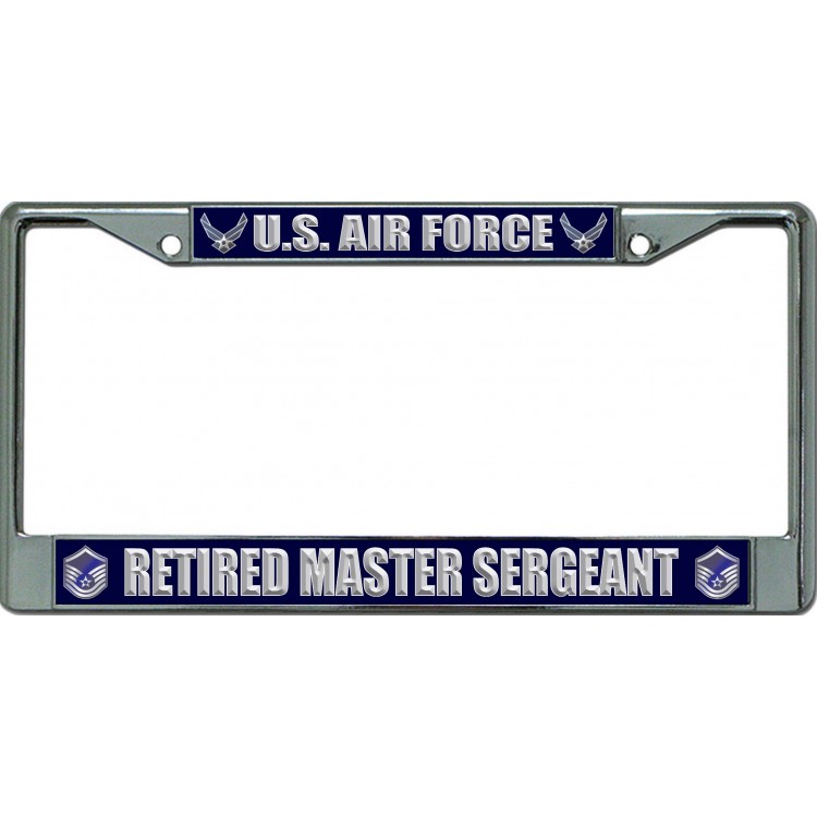 6 x 12 in. U.S. Air Force Retired Master Sergeant Chrome License Plate Frame