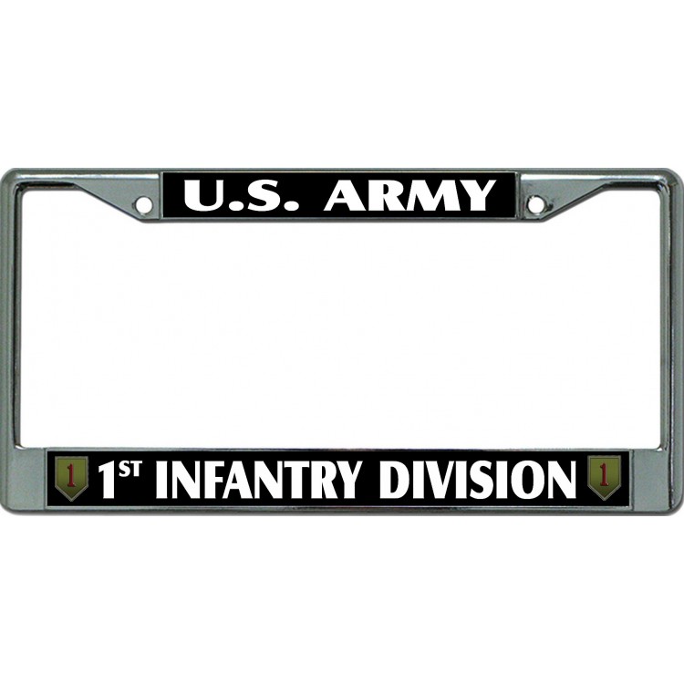 LPO6452 6 x 12 in. U.S. Army 1st Infantry Division Chrome License Plate Frame -  212 Main