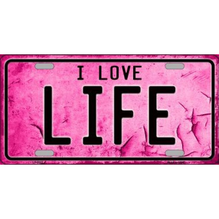 LP-8583 6 x 12 in. I Love Life Metal License Plate