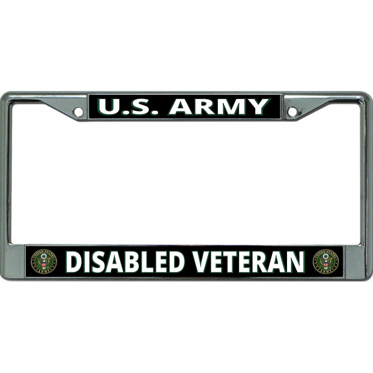 LPO6496 6 x 12 in. U.S. Army Disabled Veteran Chrome License Plate Frame