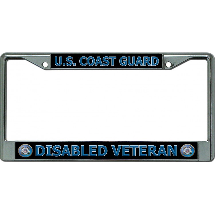 LPO6497 6 x 12 in. U.S. Coast Guard Disabled Veteran Chrome License Plate Frame