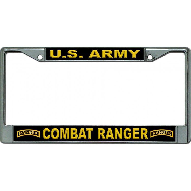 LPO6499 6 x 12 in. U.S. Army Combat Ranger Chrome License Plate Frame