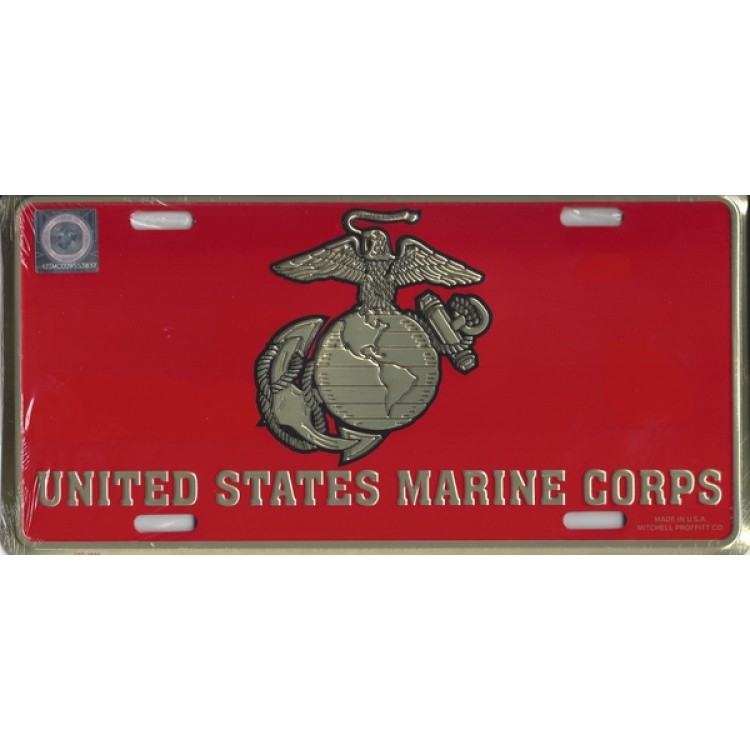 LM02A 6 x 12 in. U.S. Marines Globe & Anchor Metal License Plate