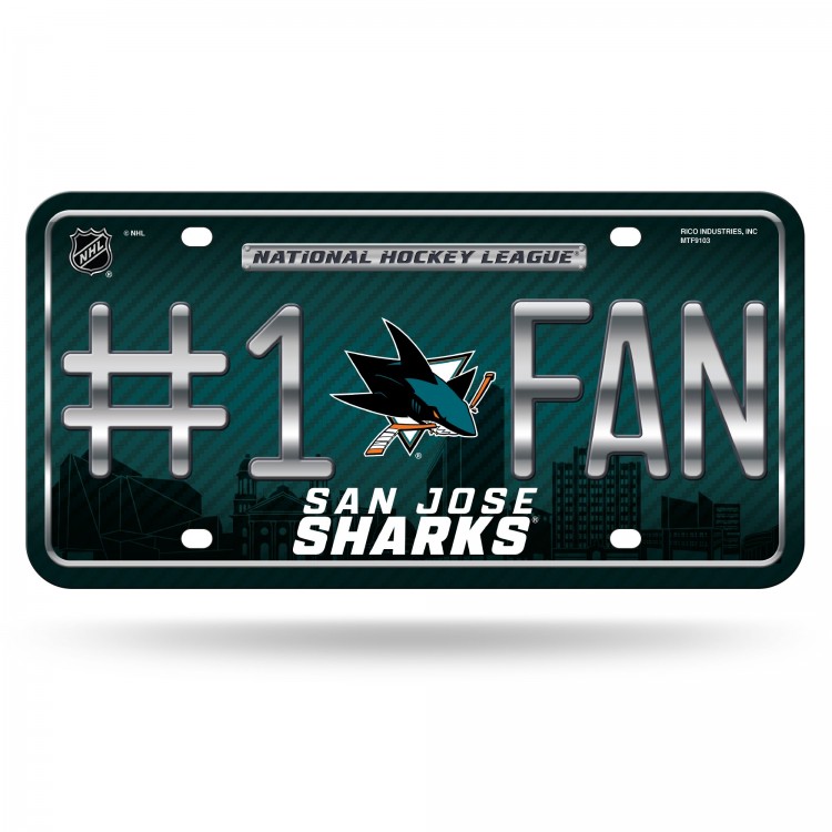 MTF9103 6 x 12 in. San Jose Sharks No.1 Fan Metal License Plate