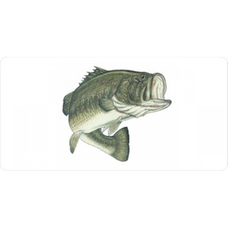 LPO619 Large Mouth Bass Centered on White License Plate