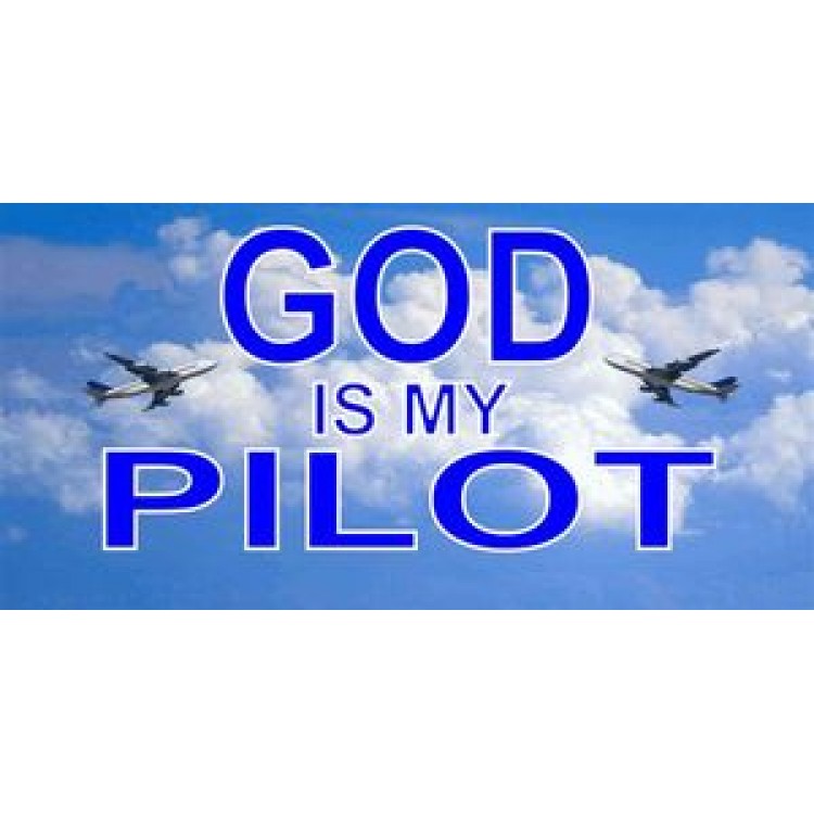 LPO829 God is My Pilot Photo License Plate