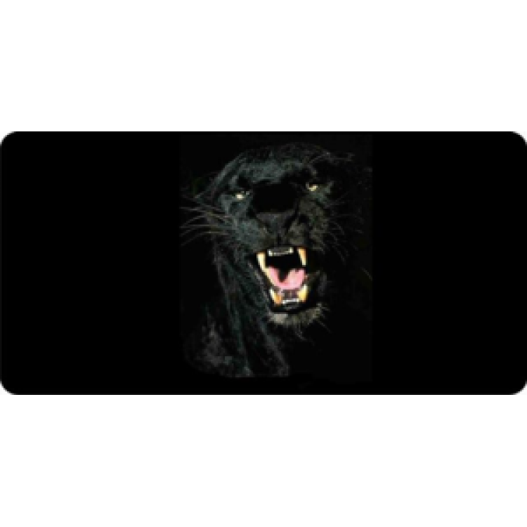 LPO480 Black Jaguar Photo License Plate