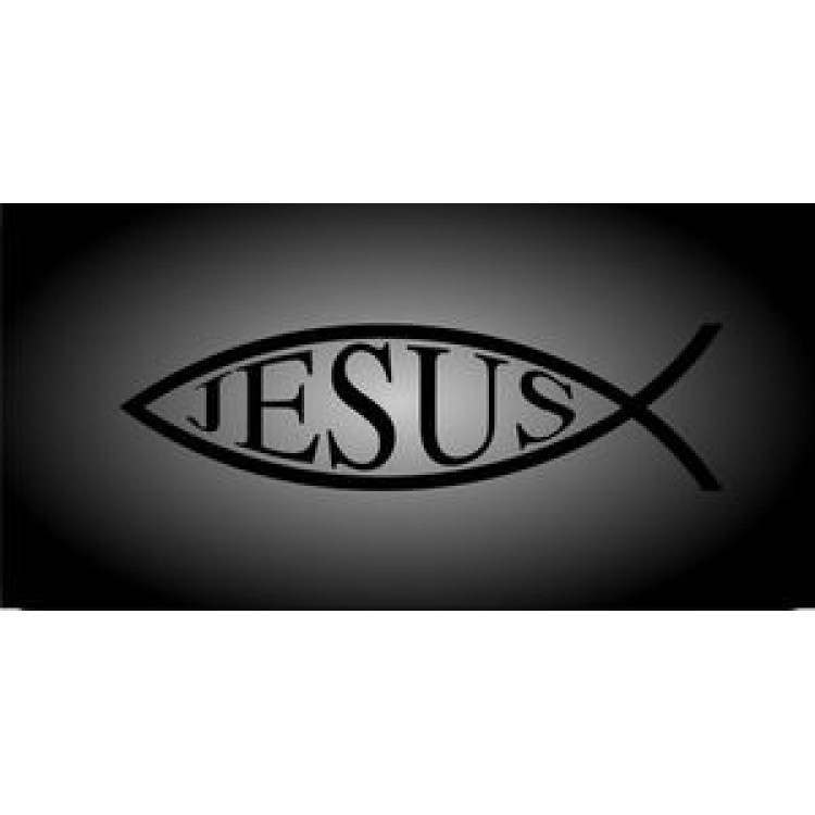 LPO741 Black Jesus Fish Photo License Plate