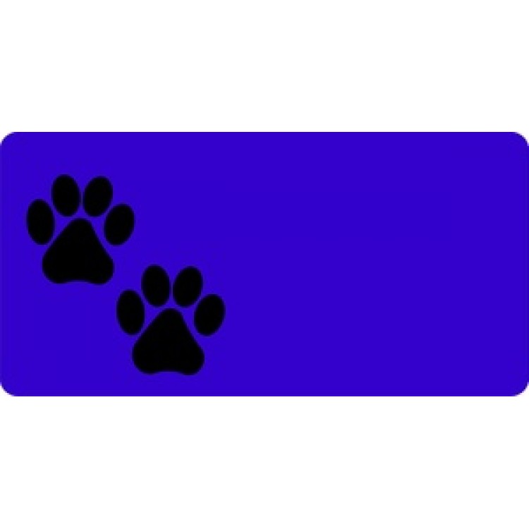 LPO580 Black Paw Prints Offset on Blue License Plate