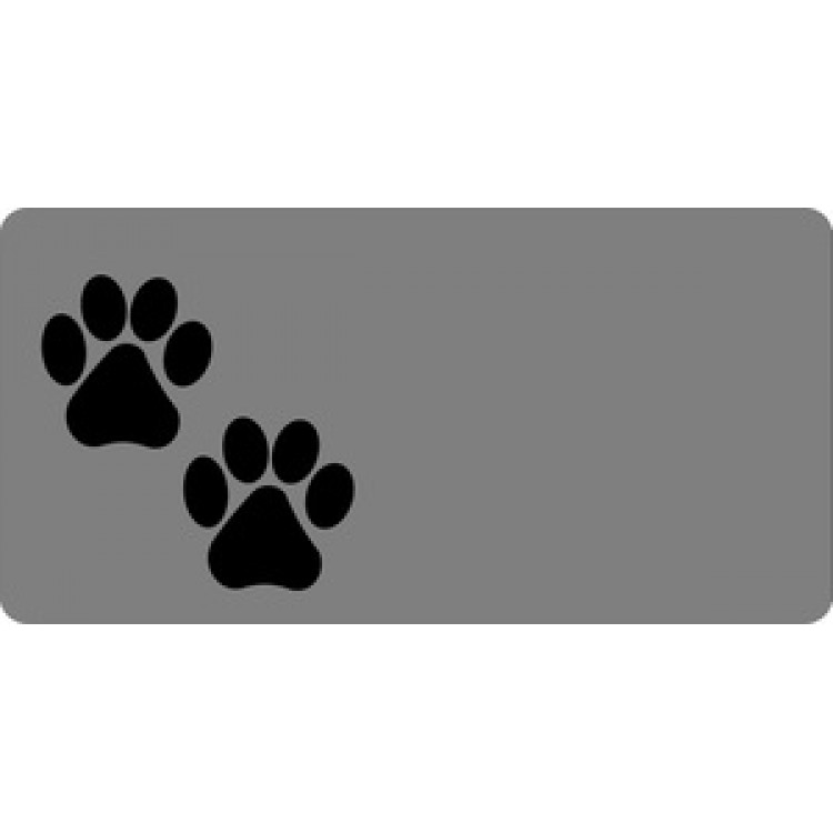 LPO579 Black Paw Prints Offset on Gray License Plate