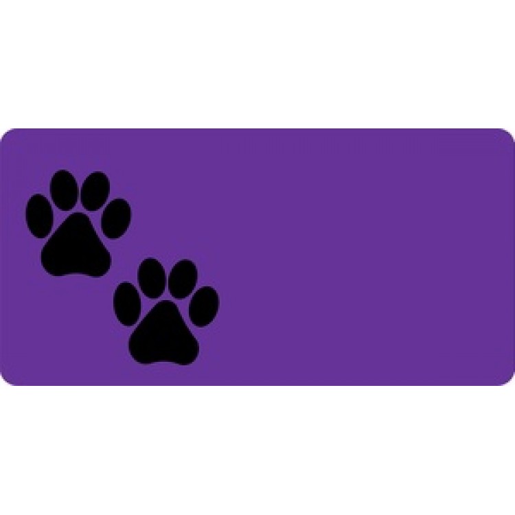 LPO576 Black Paw Prints Offset on Purple License Plate
