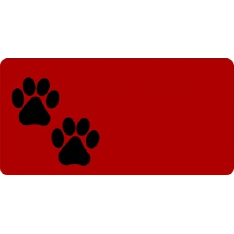 LPO581 Black Paw Prints Offset on Red License Plate