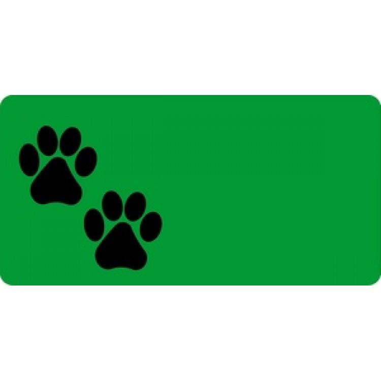 LPO577 Black Paws Offset on Green License Plate