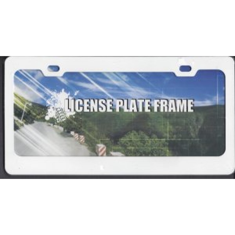 FSSI-101W 6 x 12 in. Blank Smooth White 2 Hole License Plate Frame, Free Screw Caps