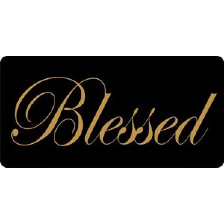 LPO776 Blessed with Gold Letters Photo License Plate