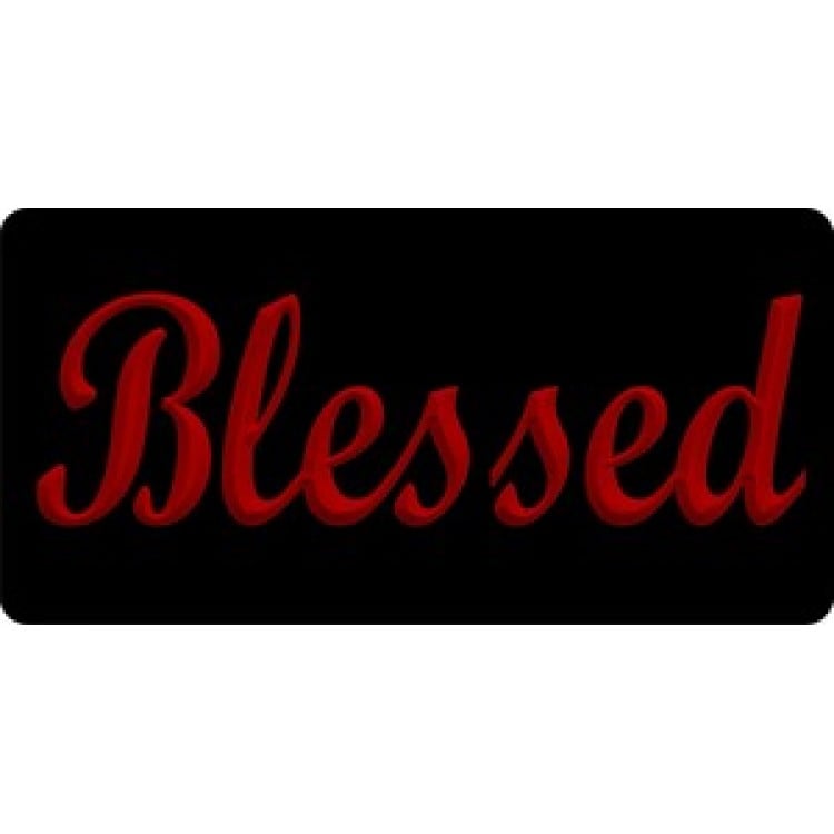LPO788 Blessed with Red Letters Photo License Plate