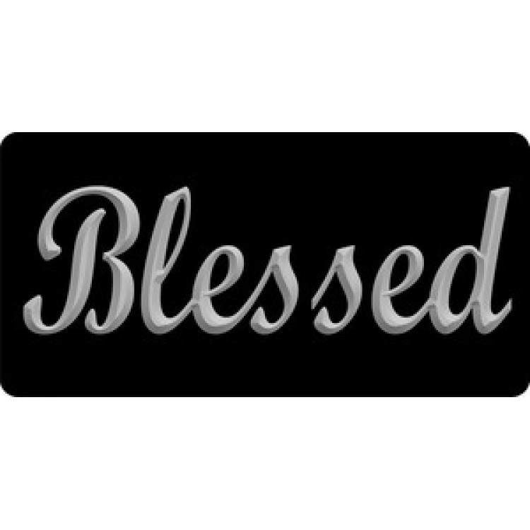 Blessed with Silver Letters Photo License Plate