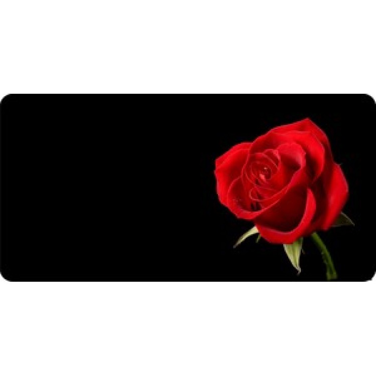 LPO855 Red Rose Offset Photo License Plate