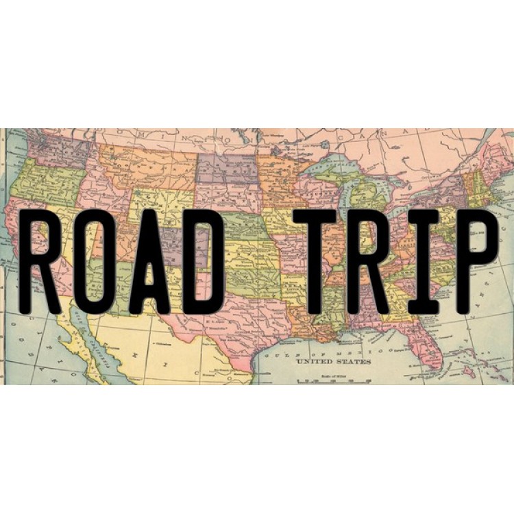 LPO1507 Road Trip Over Map Photo License Plate