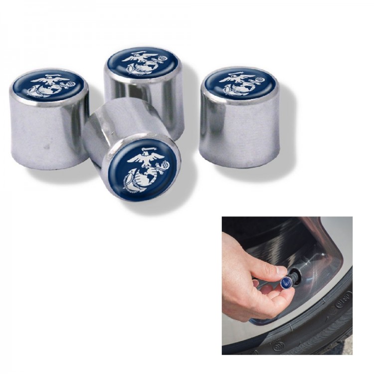 WCS23514 U.S. Marines Chrome Valve Stem Caps