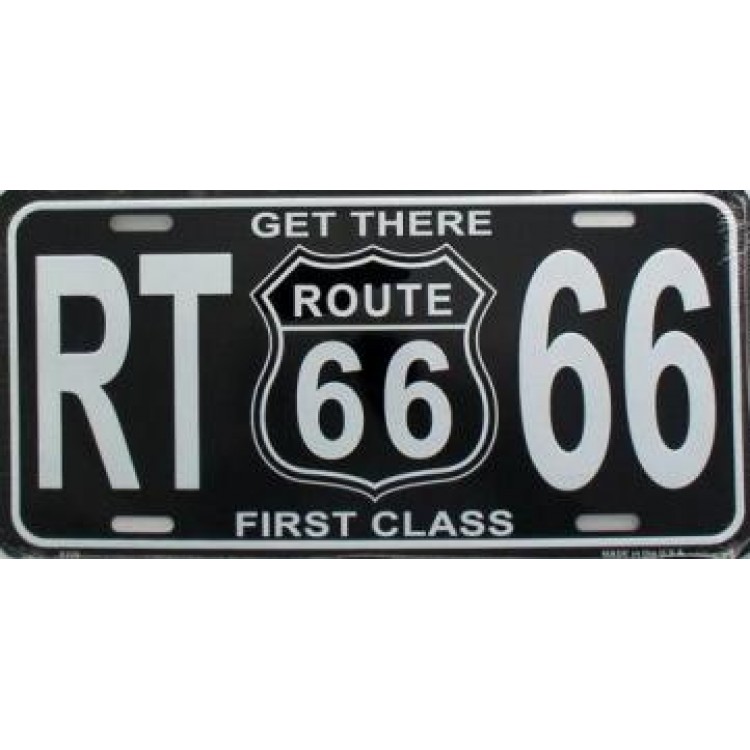 LP-1133 6 x 12 in. Get There 1st Class Route 66 License Plate