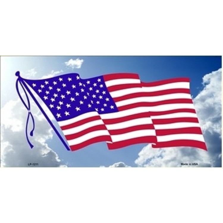 LP-1211 6 x 12 in. American Flag Cloud Background License Plate