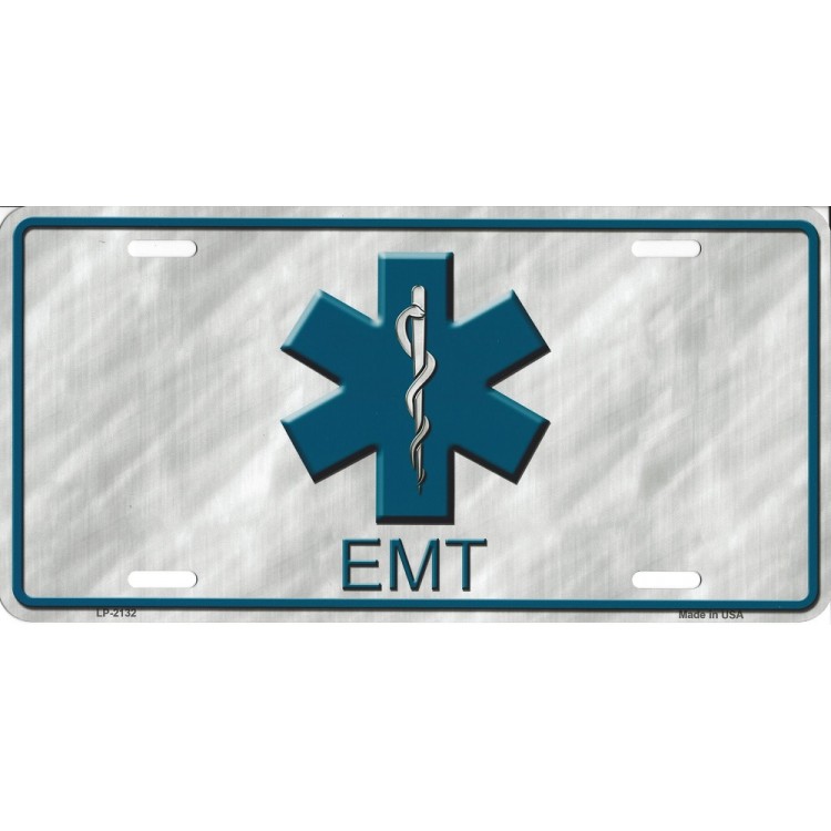 LP-2132 6 x 12 in. EMT Logo Metal License Plate