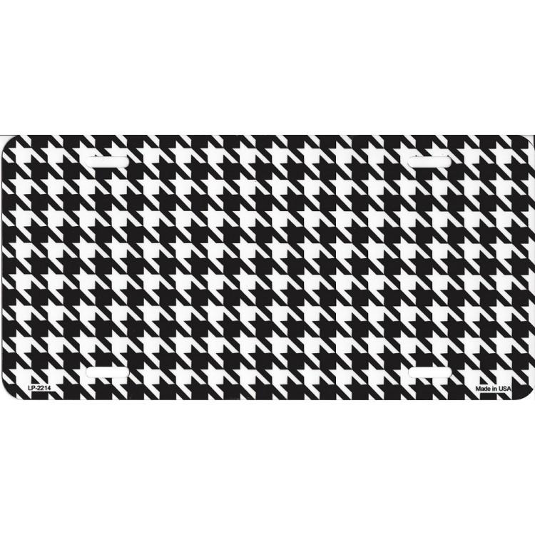 LP-2214 6 x 12 in. Houndstooth White & Black Metal License Plate