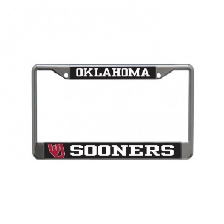 WCS70141 Oklahoma Sooners Black Laser Chrome License Plate Frame