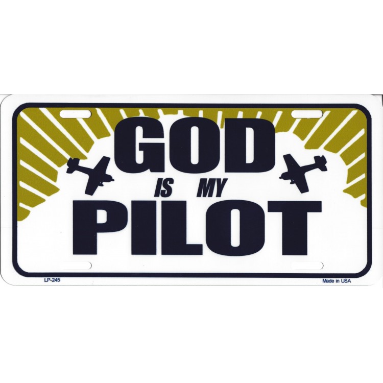 LP-245 God is My Pilot License Plate