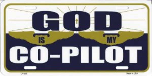 LP-253FP 6 x 12 in. God is My Co Pilot Metal License Plate