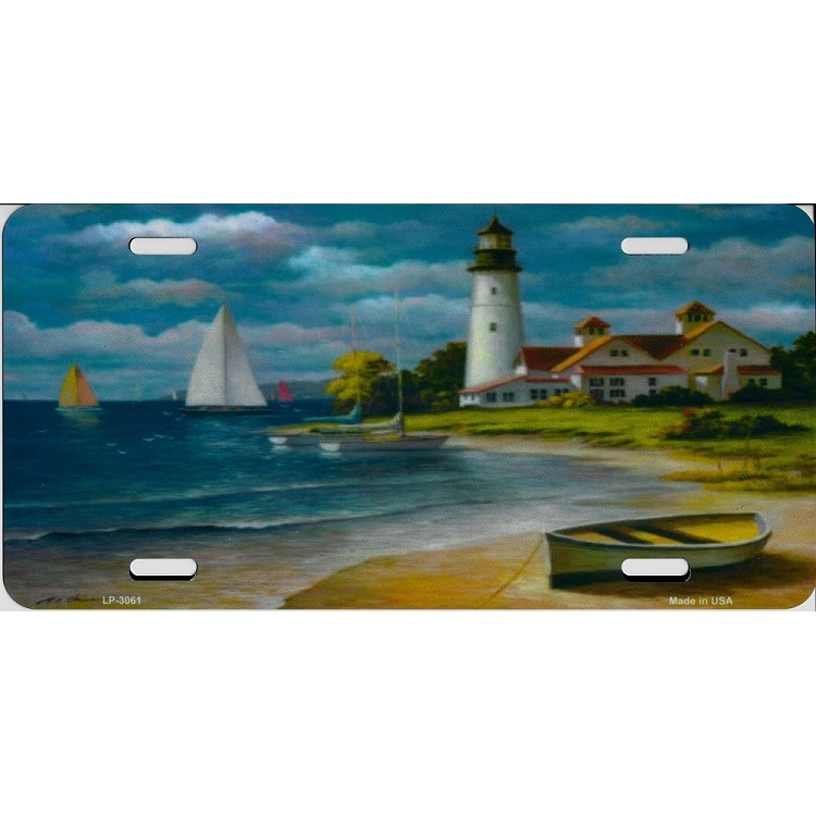 LP-3061 6 x 12 in. Lighthouse Painting License Plate