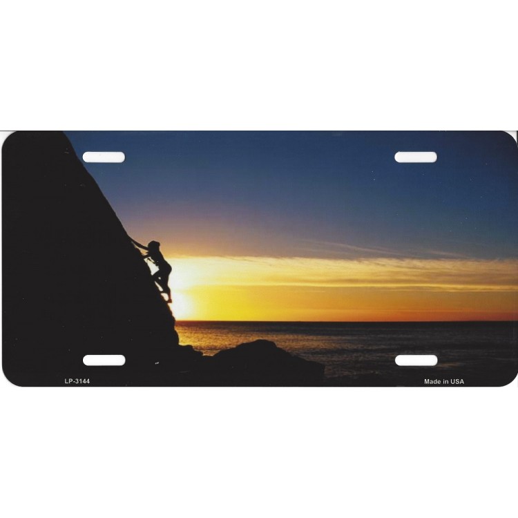LP-3144 6 x 12 in. Mountain Climber Sunset Metal License Plate