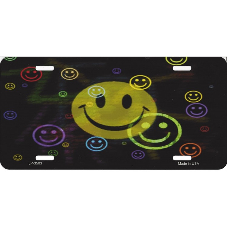 LP-3503 6 x 12 in. Multi Colored Smiley Metal License Plate
