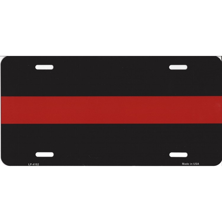LP-4182 6 x 12 in. Thin Red Line Firefighter Metal License Plate
