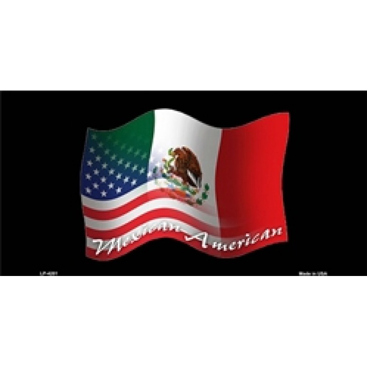 LP-4201 6 x 12 in. American Mexican Flags Mixed License Plate