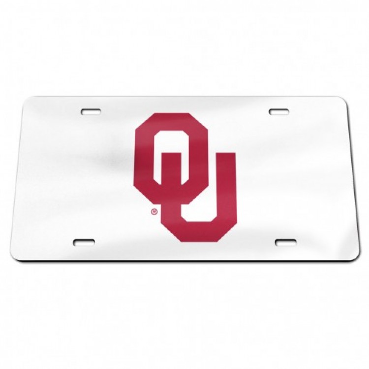 S77337 6 x 12 in. Oklahoma Sooners White Laser License Plate