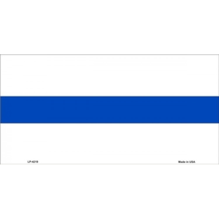 LP-4219 6 x 12 in. Thin Blue Line Police White License Plate