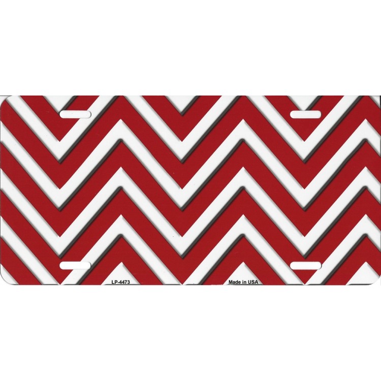LP-4473 6 x 12 in. Red & White Chevron Metal License Plate